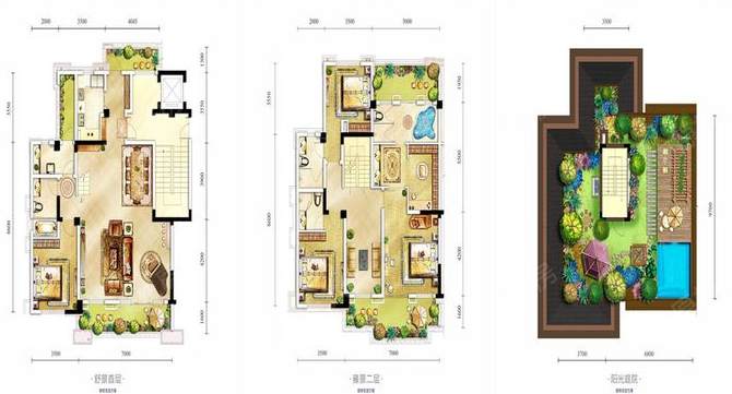 新房 龙湖九里晴川 户型图   270°大院别墅-上 查看原图 4室4厅1卫4