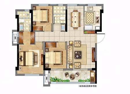 新房 远洋山水  居 室:3室2厅2卫1厨 建筑面积:约89平 主推户型 了解