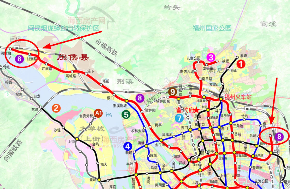 福州地铁第三轮规划图曝光 地铁8号线取代5号线二期