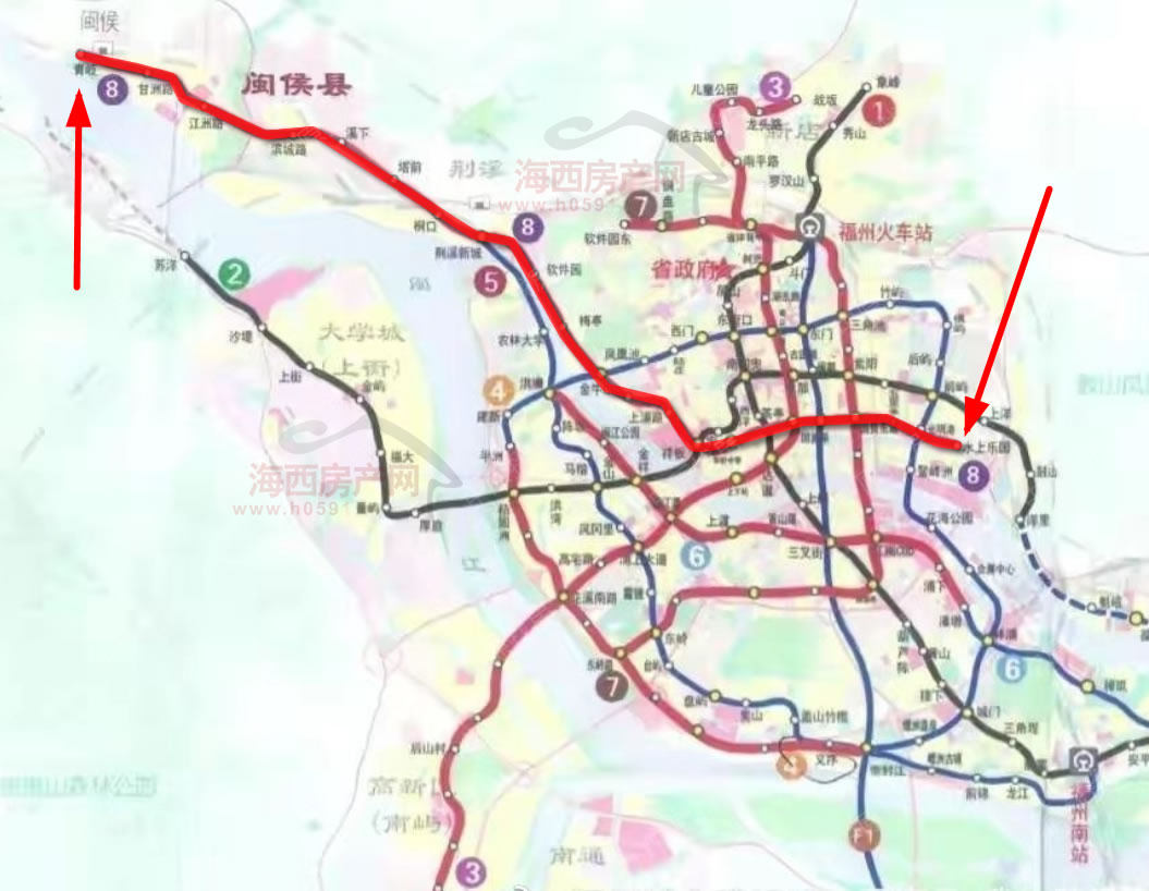 福州地铁第三轮规划图曝光 地铁8号线取代5号线二期